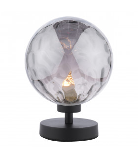 Esben Table Lamp Matt Black Smoked Dimpled 150mm Glass-1