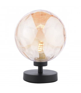 Esben Table Lamp Matt Black Champagne Dimpled 150mm Glass-1