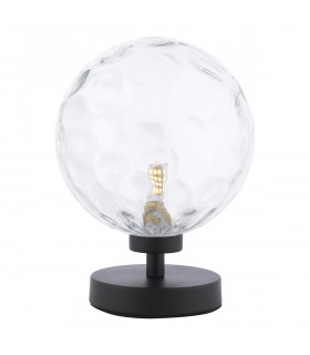 Esben Table Lamp Matt Black Clear Dimpled 150mm Glass-1