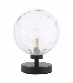 Esben Table Lamp Matt Black Clear Dimpled 150mm Glass-2
