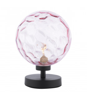 Esben Table Lamp Matt Black Pink Dimpled 150mm Glass-1