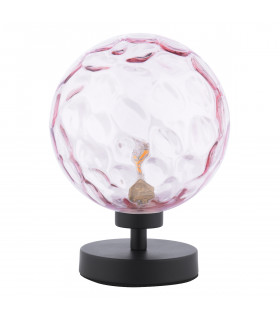Esben Table Lamp Matt Black Pink Dimpled 150mm Glass-2