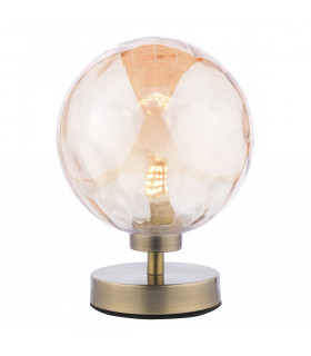 Esben Table Lamp Antique Brass Champagne Dimpled 150mm Glass-1