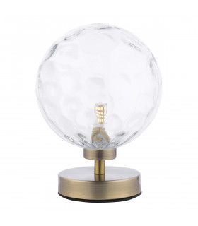 Esben Table Lamp Antique Brass Clear Dimpled 150mm Glass-1