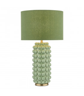 Etzel Table Lamp Green Satin Brass With Shade-1