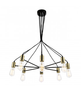 Gabriel 8 Light Pendant Ceiling Light Satin Black Antique Gold-1