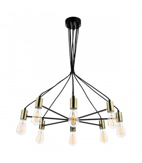 Gabriel 8 Light Pendant Ceiling Light Satin Black Antique Gold-2