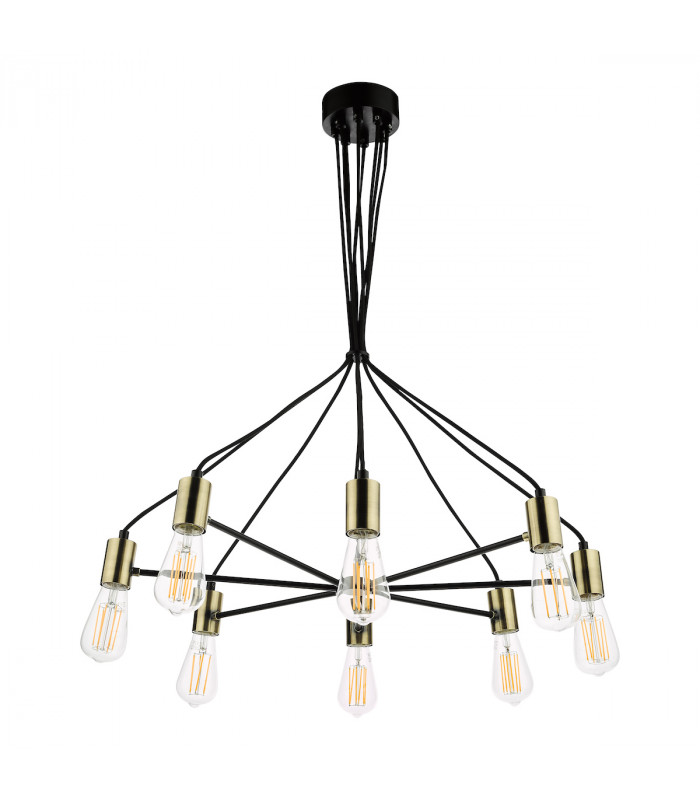 Gabriel 8 Light Pendant Ceiling Light Satin Black Antique Gold-2