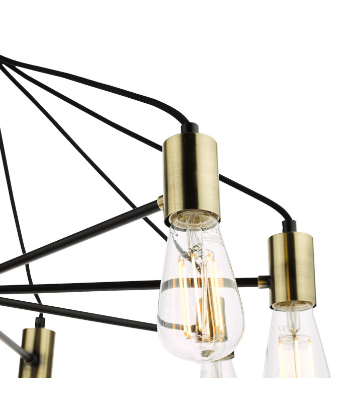 Gabriel 8 Light Pendant Ceiling Light Satin Black Antique Gold-3