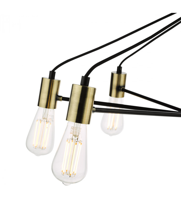Gabriel 8 Light Pendant Ceiling Light Satin Black Antique Gold-4