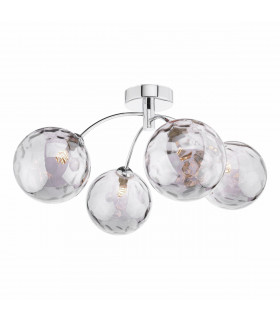 Izzy 4 Light Semi Flush Ceiling Light Polished Chrome Smoked Dimpled 150mm Glass-1