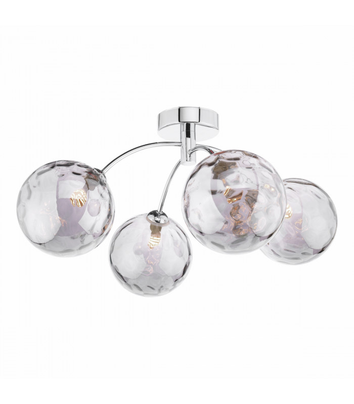 Izzy 4 Light Semi Flush Ceiling Light Polished Chrome Smoked Dimpled 150mm Glass-1
