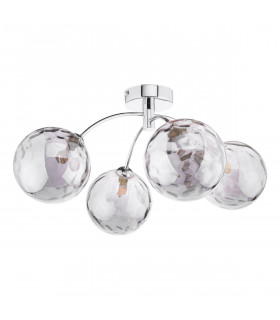 Izzy 4 Light Semi Flush Ceiling Light Polished Chrome Smoked Dimpled 150mm Glass-2