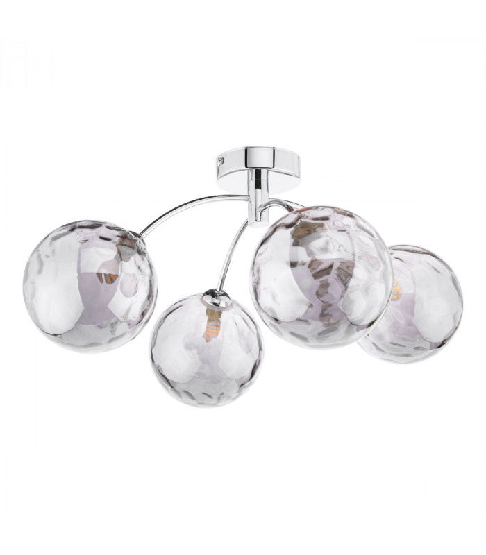 Izzy 4 Light Semi Flush Ceiling Light Polished Chrome Smoked Dimpled 150mm Glass-2