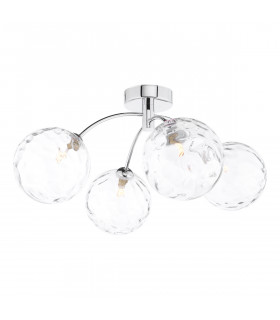 Izzy 4 Light Semi Flush Ceiling Light Polished Chrome Clear Dimpled 150mm Glass-1