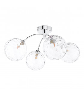 Izzy 4 Light Semi Flush Ceiling Light Polished Chrome Clear Dimpled 150mm Glass-2