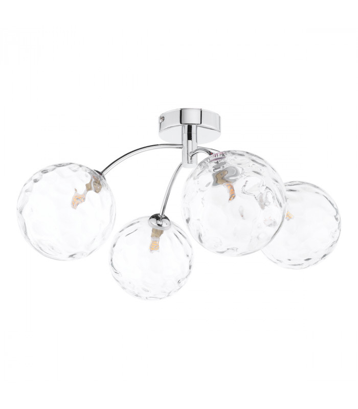 Izzy 4 Light Semi Flush Ceiling Light Polished Chrome Clear Dimpled 150mm Glass-2
