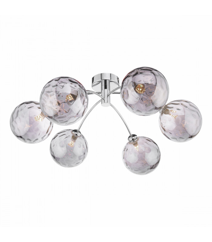 Izzy 6 Light Semi Flush Ceiling Light Polished Chrome Smoked Dimpled 150mm Glass-1