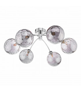 Izzy 6 Light Semi Flush Ceiling Light Polished Chrome Smoked Dimpled 150mm Glass-2