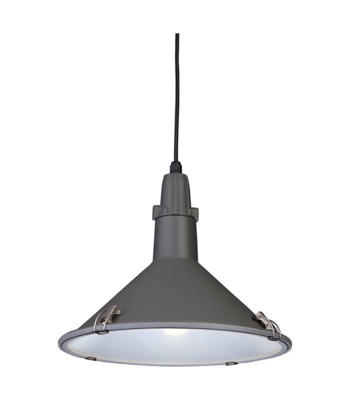 1 Light Dome Ceiling Pendant Grey IP44, E27 - 1