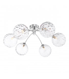 Izzy 6 Light Semi Flush Ceiling Light Polished Chrome Clear Dimpled 150mm Glass-1