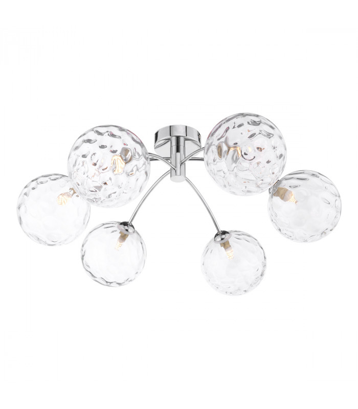 Izzy 6 Light Semi Flush Ceiling Light Polished Chrome Clear Dimpled 150mm Glass-1