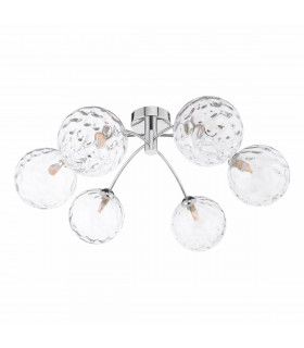 Izzy 6 Light Semi Flush Ceiling Light Polished Chrome Clear Dimpled 150mm Glass-2