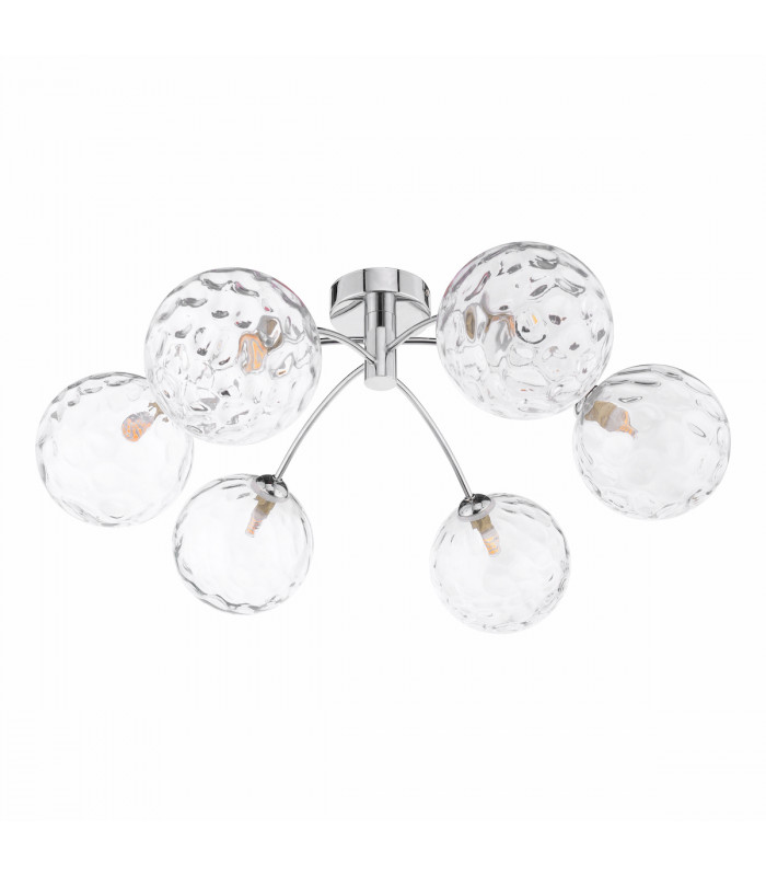 Izzy 6 Light Semi Flush Ceiling Light Polished Chrome Clear Dimpled 150mm Glass-2