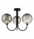 Jared 3 Light Semi Flush Ceiling Light Matt Black Smoked Dimpled 150mm Glass