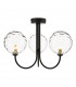 Jared 3 Light Semi Flush Ceiling Light Matt Black Clear Dimpled 150mm Glass