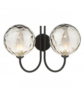 Jared 2 Light Wall Light Matt Black Smoked Dimpled 150mm Glass-2