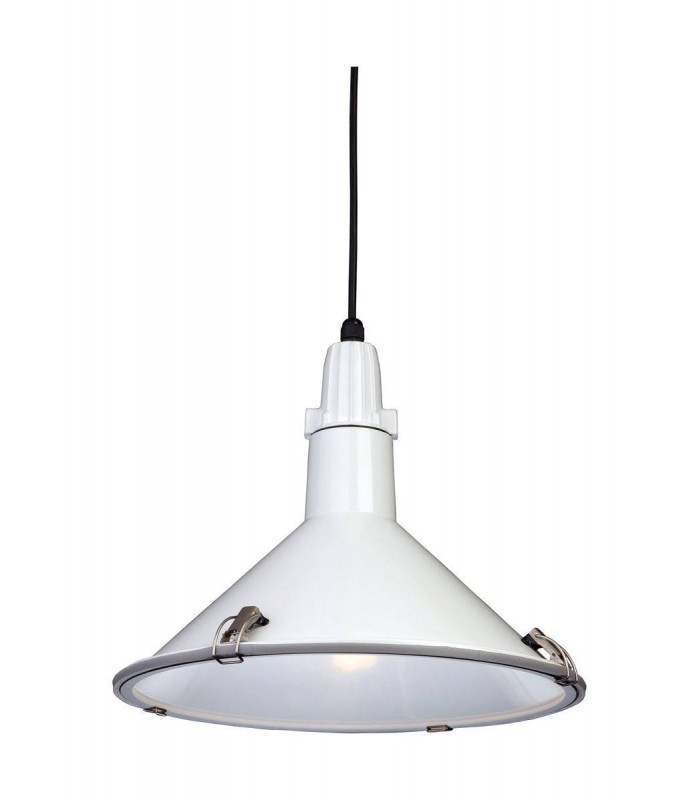 1 Light Dome Ceiling Pendant White IP44, E27 - 1