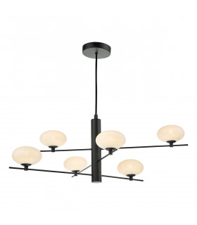 Jasper 6 Light Pendant Ceiling Light Matt Black Opal Glass-1