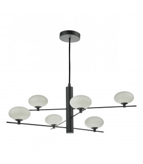 Jasper 6 Light Pendant Ceiling Light Matt Black Opal Glass-2