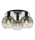 Lycia 3 Light Flush Ceiling Light Matt Black Smoked Ombre Glass-1