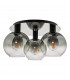 Lycia 3 Light Flush Ceiling Light Matt Black Smoked Ombre Glass-2