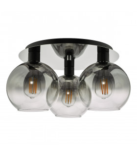 Lycia 3 Light Flush Ceiling Light Matt Black Smoked Ombre Glass-2