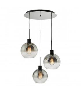Lycia 3 Light Cluster Pendant Ceiling Light Matt Black Smoked Ombre Glass-1