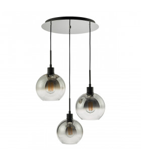 Lycia 3 Light Cluster Pendant Ceiling Light Matt Black Smoked Ombre Glass-2