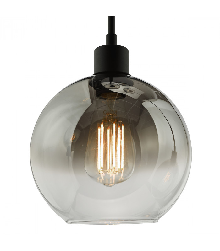 Lycia 3 Light Cluster Pendant Ceiling Light Matt Black Smoked Ombre Glass-3
