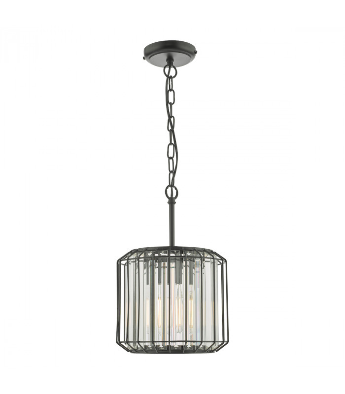 Naeva Pendant Ceiling Light Satin Black & Crystal-1