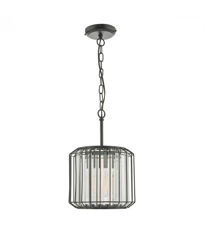 Naeva Pendant Ceiling Light Satin Black & Crystal-2