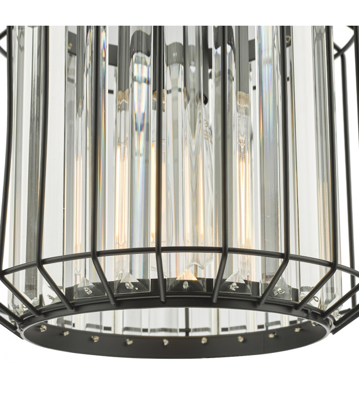 Naeva Pendant Ceiling Light Satin Black & Crystal-3