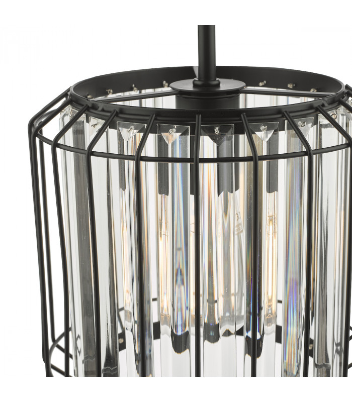 Naeva Pendant Ceiling Light Satin Black & Crystal-4