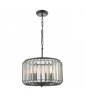 Naeva 3 Light Pendant Ceiling Light Satin Black Crystal-1