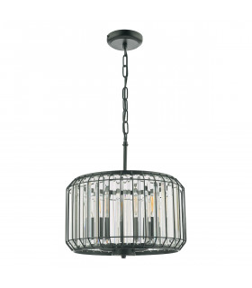 Naeva 3 Light Pendant Ceiling Light Satin Black Crystal-2