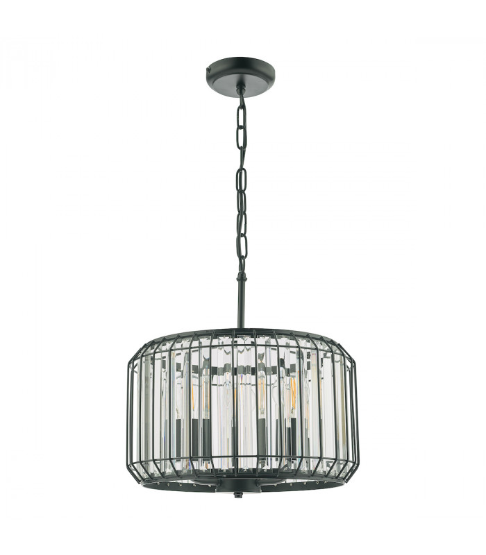 Naeva 3 Light Pendant Ceiling Light Satin Black Crystal-2
