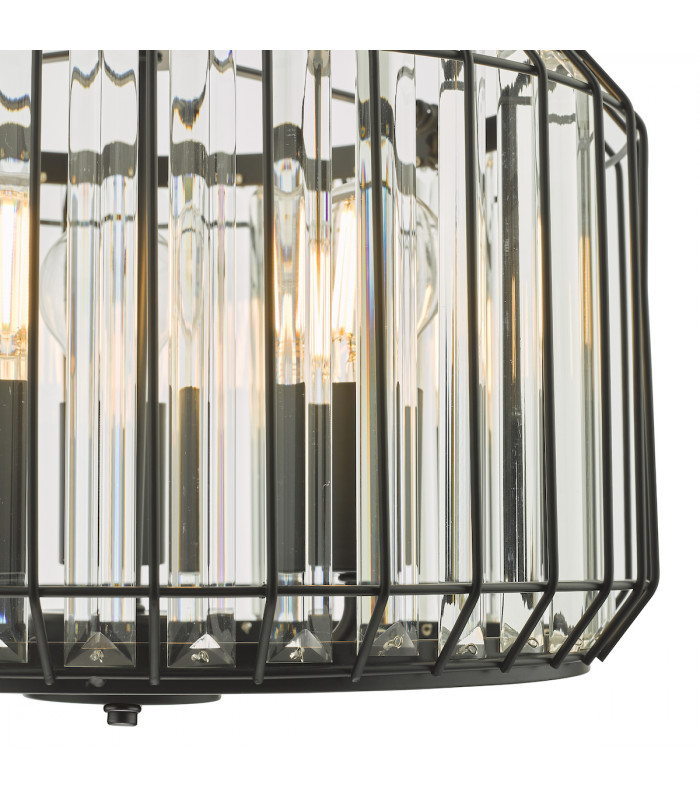 Naeva 3 Light Pendant Ceiling Light Satin Black Crystal-3