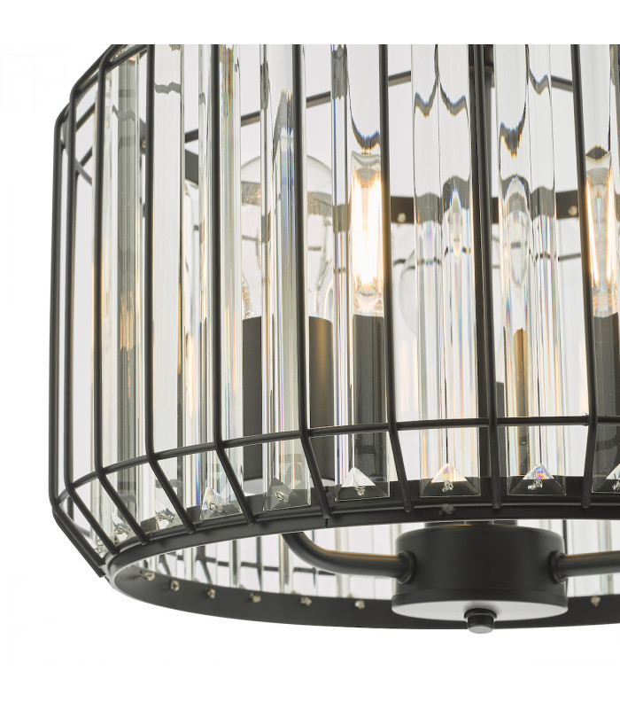 Naeva 3 Light Pendant Ceiling Light Satin Black Crystal-4
