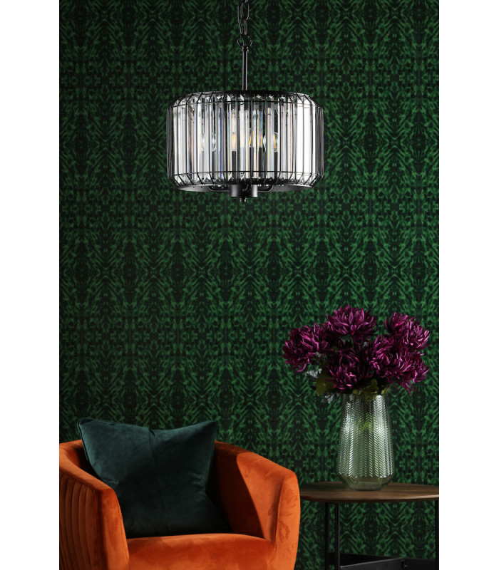 Naeva 3 Light Pendant Ceiling Light Satin Black Crystal-6